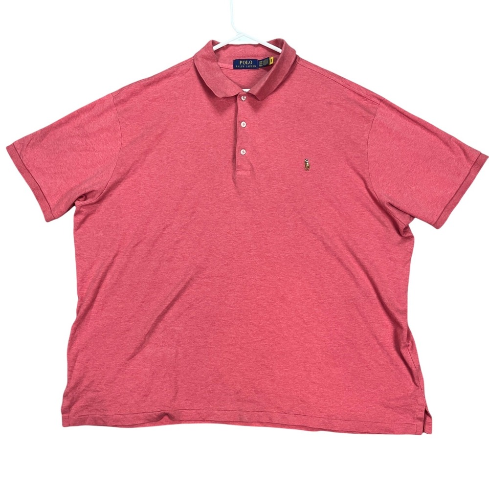 Polo Ralph Lauren Men's 2XL Big‎ 2XB Coral Pink Short Sleeve Polo Shirt Pony
